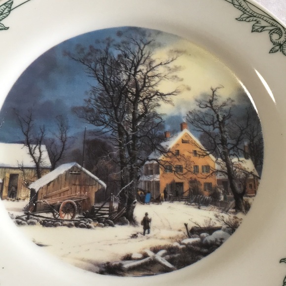 Currier & Ives Collection decorative plate with plate holder winter scene - Picture 2 of 4